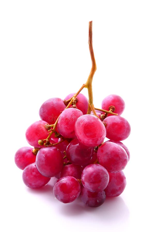 Bunch of red grapes isolated on white