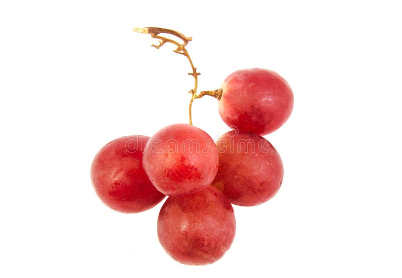 Bunch of red grapes isolated on white.