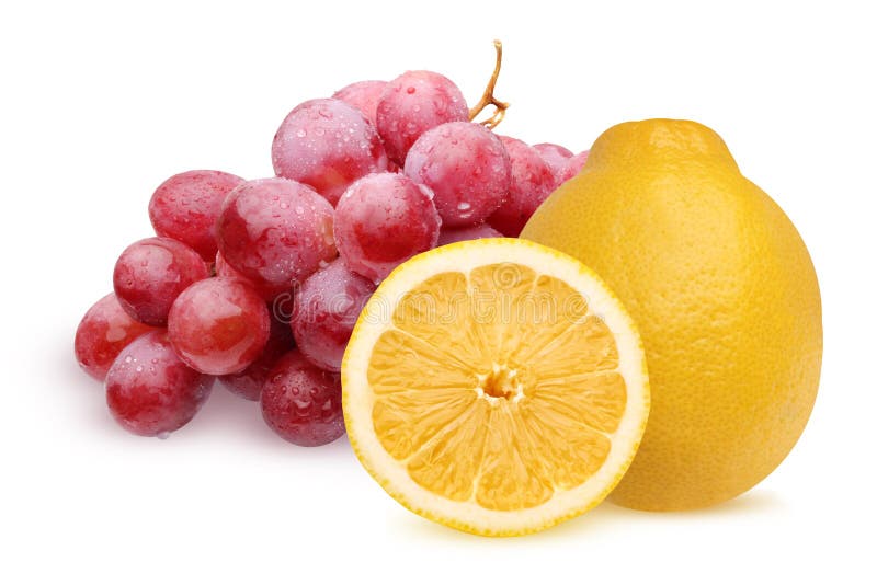 Grapes And Lemon On The White Isolated Background Stock Photo Image