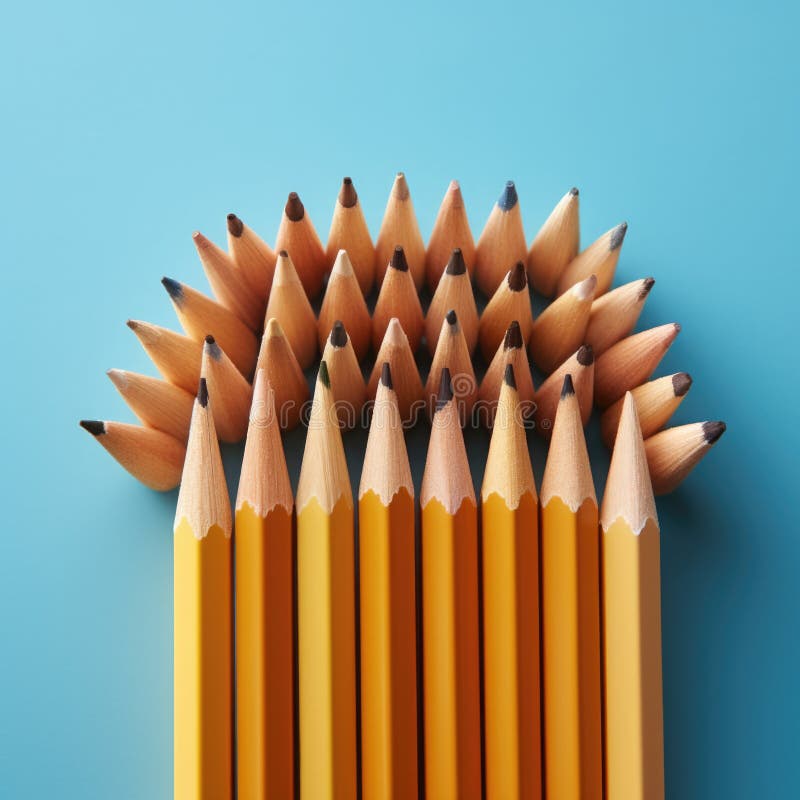 A bunch of yellow pencils sitting on top of each other. Generative AI image. royalty free stock photos