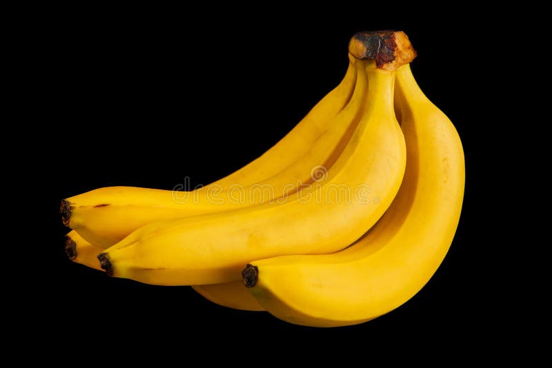 Bunch of Yellow Ripe Bananas Isolated on a Black Background Stock Photo Image of healthy