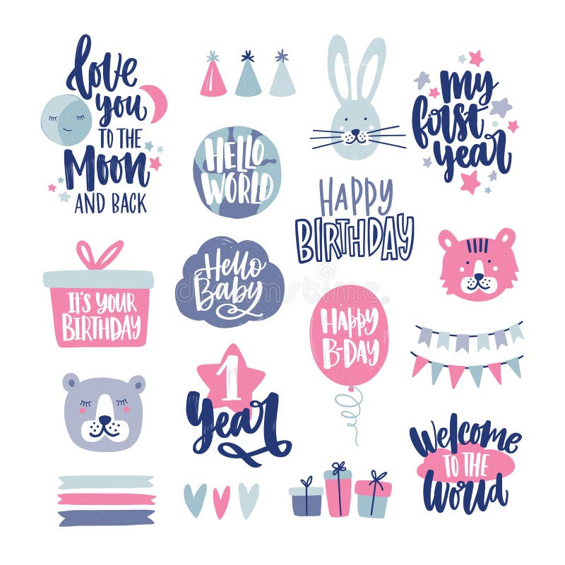 Bundel van het kinderachtige van letters voorzien met de hand geschreven met elegante kalligrafische die doopvonten met de leuke stock illustratie Bundel van het kinderachtige van letters voorzien met de hand geschreven met elegante kalligrafische die doopvonten met de leuke stock illustratie