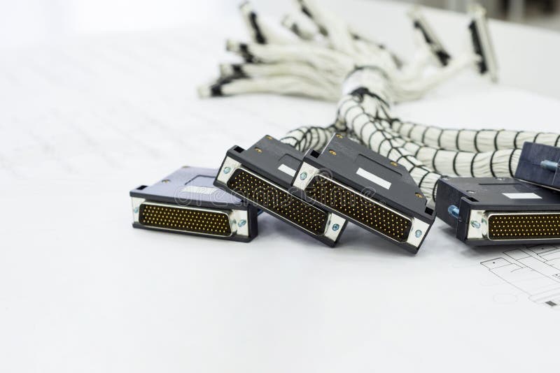 A Bundle of Cable Harnesses Lies on the Table. Stock Image Image of