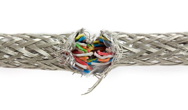 Broken wires isolated on white background. Objects demage stock images, royalty-free photos and pictures