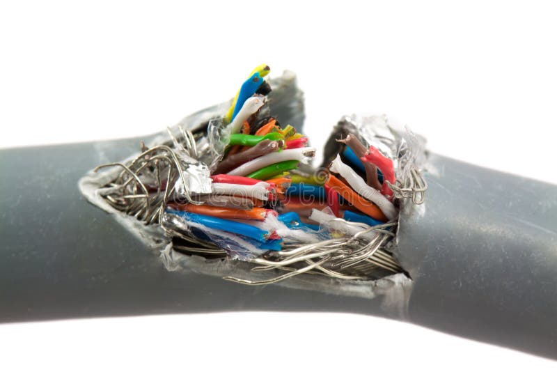 Broken wires isolated on white background. Objects demage stock images, royalty-free photos and pictures