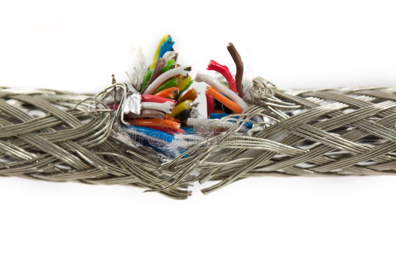Broken wires isolated on white background. Objects demage stock images, royalty-free photos and pictures