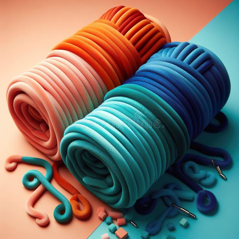 Bundle of colored ropes, square picture stock photo