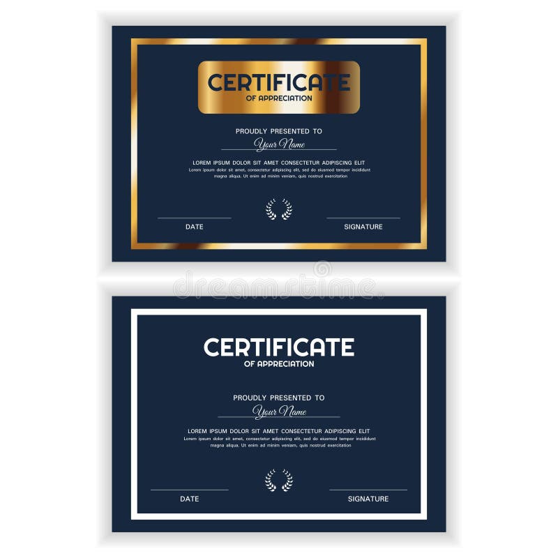 Bundle Creative Golden Certificate Of Appreciation Award Template Stock
