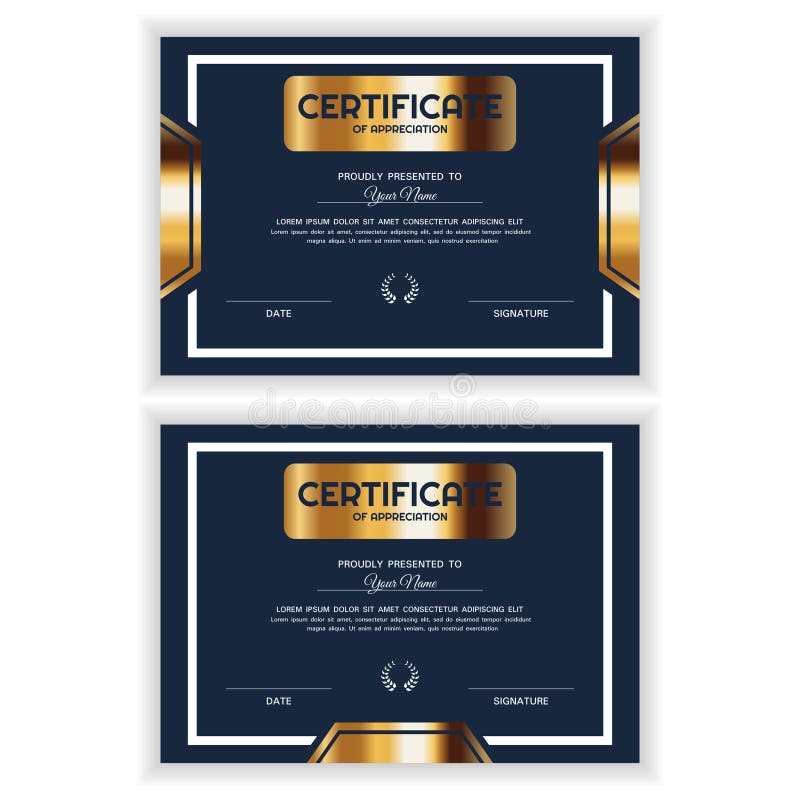 Bundle Creative Golden Certificate Of Appreciation Award Template Stock