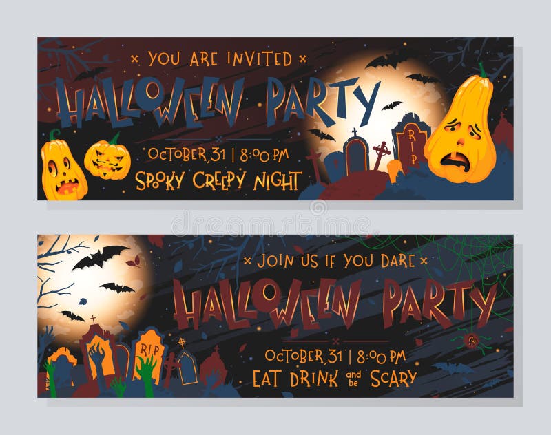 Bundle di cartelli orizzontali di Halloween illustrazione di stock