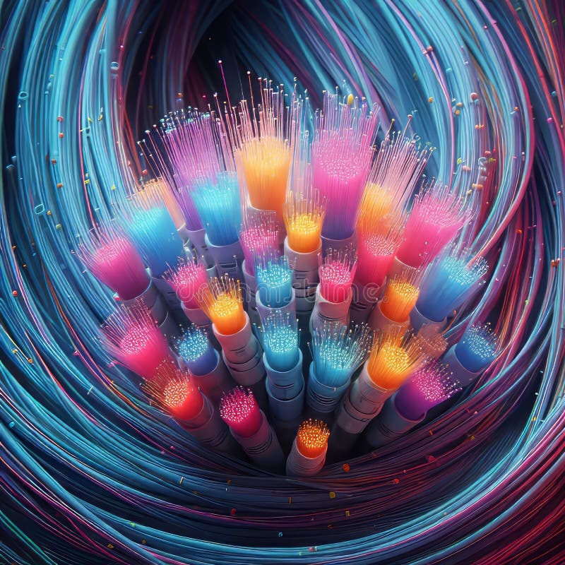 Bundle of Fiber Colorful Optic Cable Stock Image Image of colorful