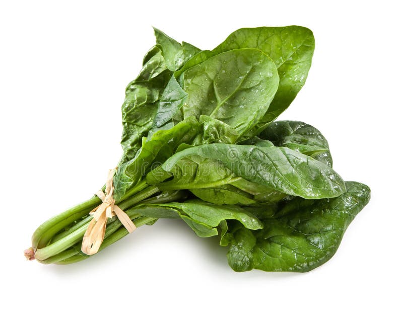 Bundle of fresh spinach on white background - Spinaci - Mazzetto di Spinaci Freschi