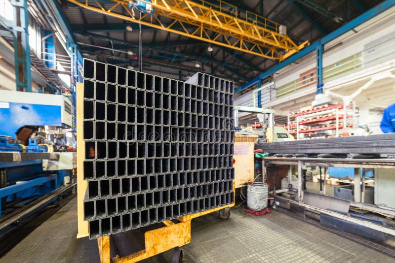 A bundle of metal rectangular profile. Industrial interior stock images A bundle of metal rectangular profile. Industrial interior stock images