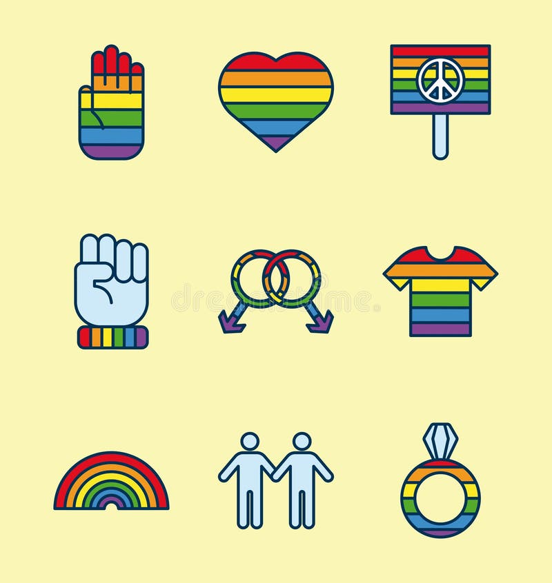 Bundle Of Nine Lgtbi Genders Flat Style Set Icons Stock Vector Illustration Of Flags