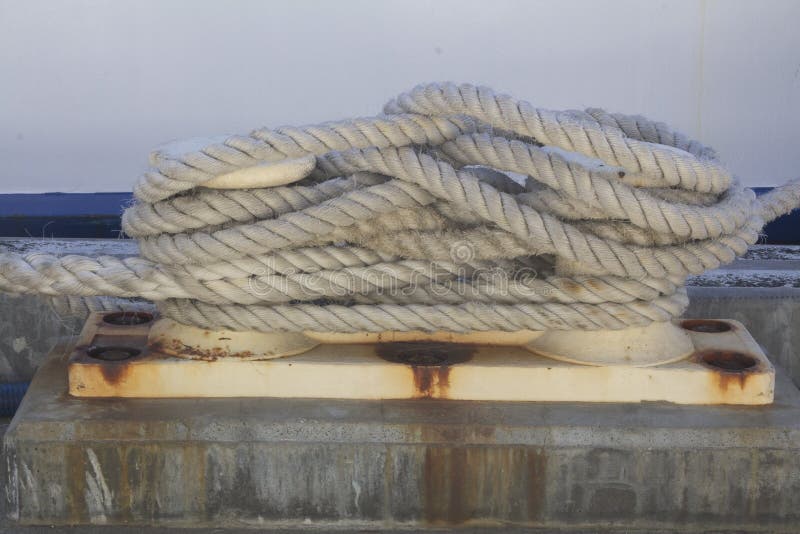 Bundle of Rope on the Ship Mooring Bollard, Perth Western Australia