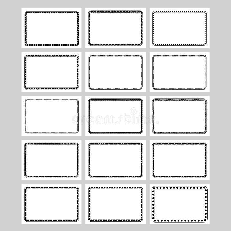 Bundle Simple Vector, 15 Black Frame, for Certificate, Placard or element design border, at white background stock illustration