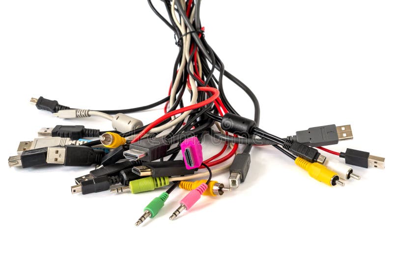 Bundle of various colored cables stock images