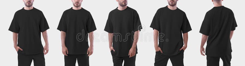 Bundle of white  mockup oversize t-shirt on a man