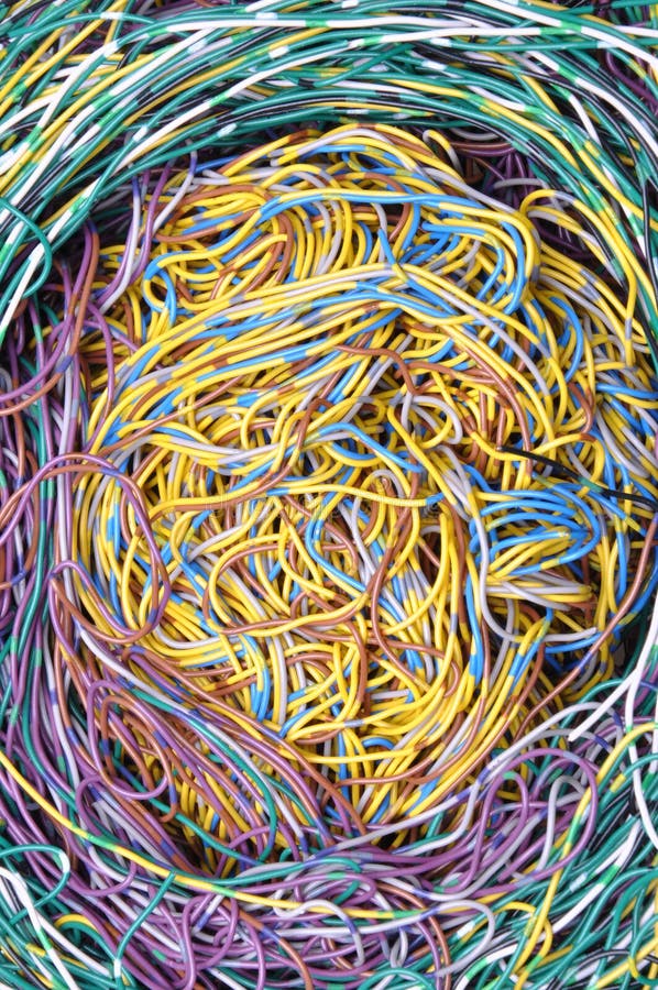 Bundles of colorful network cables royalty free stock images