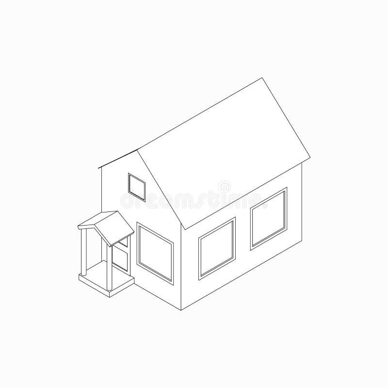 Bungalowpictogram, isometrische 3d stijl royalty-vrije illustratie Bungalowpictogram, isometrische 3d stijl royalty-vrije illustratie