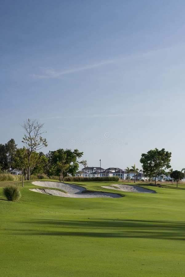 Bunkers on a golf course in a sunny day, Panama, Central America