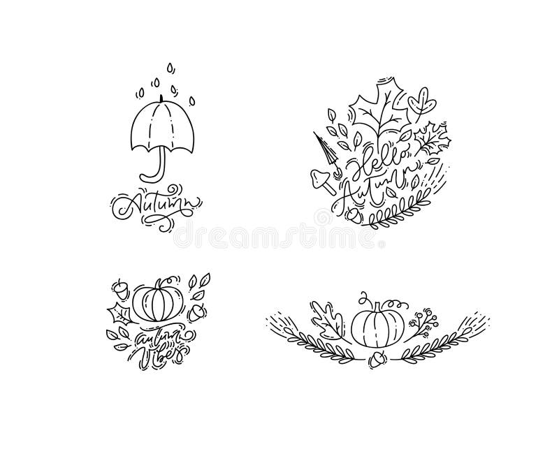 Autumn Quotes Vintage Lettering Set Fall Stock Vector (Royalty Free)  731345701
