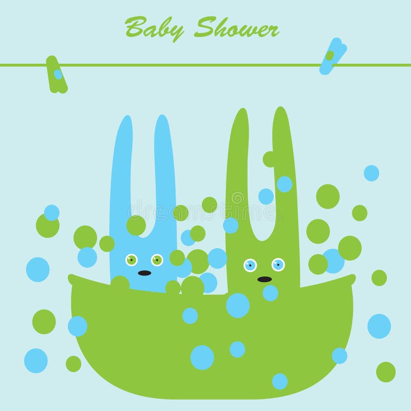 Bunnies in the bath stock vector. Illustration of foam 24052628