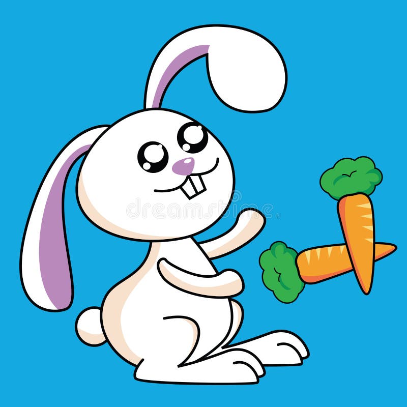 Bunny with carrots cartoon stock illustration
