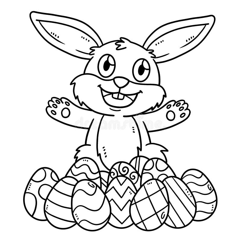 Bunny with Easter Egg Isolated Coloring Page Stock Vector ...