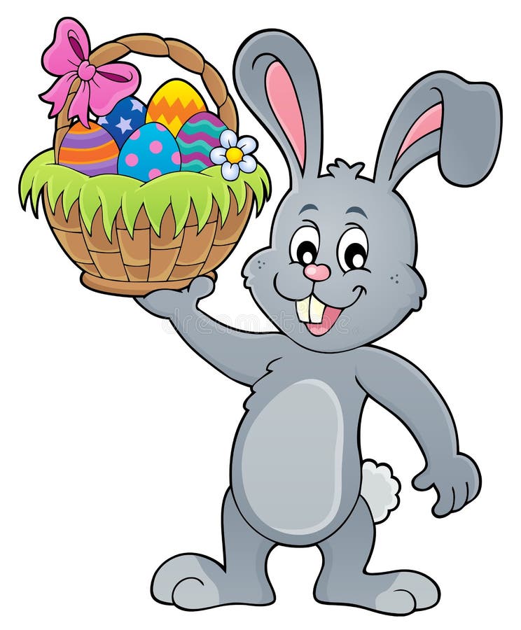 Bunny holding Easter basket topic 1