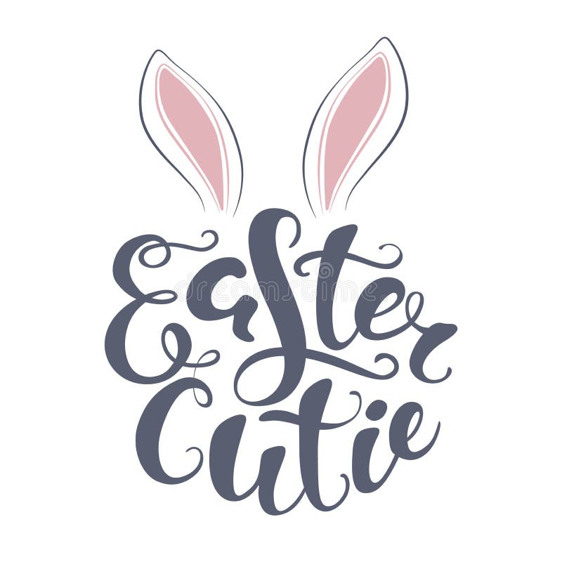 Download Vector Happy Easter Bunny Lettering Card. Quote To Design ...