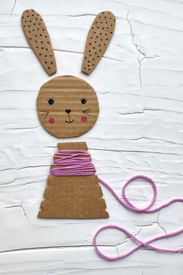 Bunny Made of Cardboard, Instructions on How To Make Cardboard and Pink ...