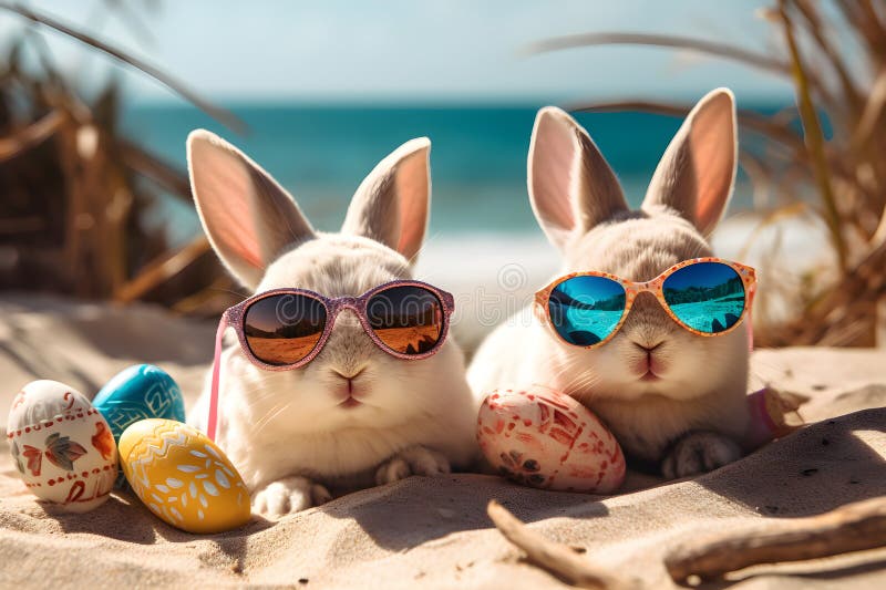 Concept Easter Bunny Tropical Beach Stock Illustrations 37 Concept