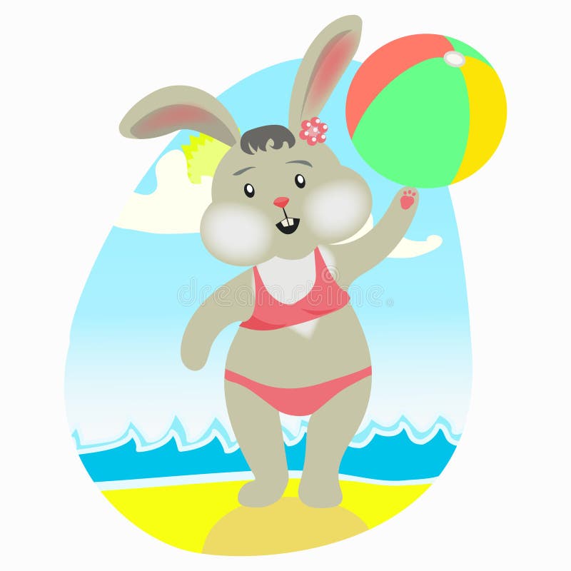 rabbit playing with ball