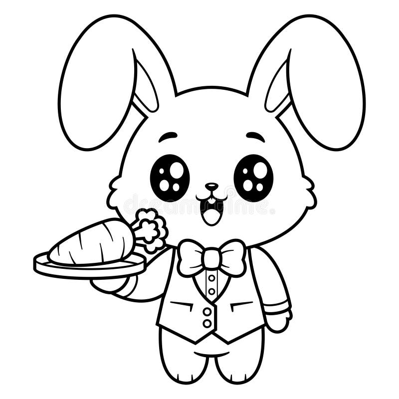 Bunny wird Kellner für Färben vektor abbildung