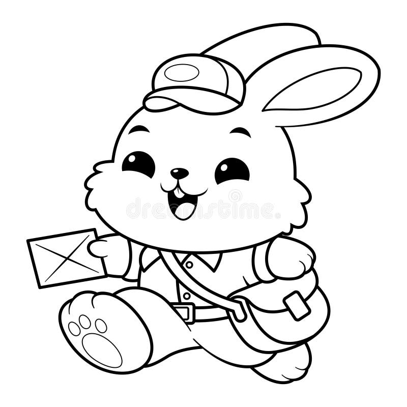 Bunny wird zum Mailman zum Färben vektor abbildung
