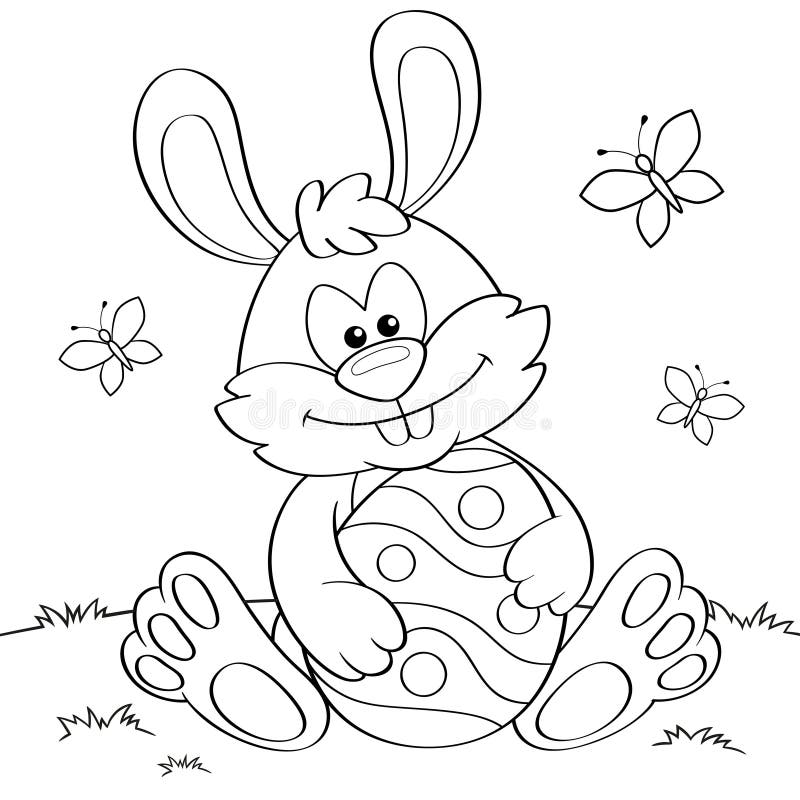 Bunny αυγό Πάσχας Γραπτή διανυσματική απεικόνιση για το χρωματισμό του βιβλίου ελεύθερη απεικόνιση δικαιώματος