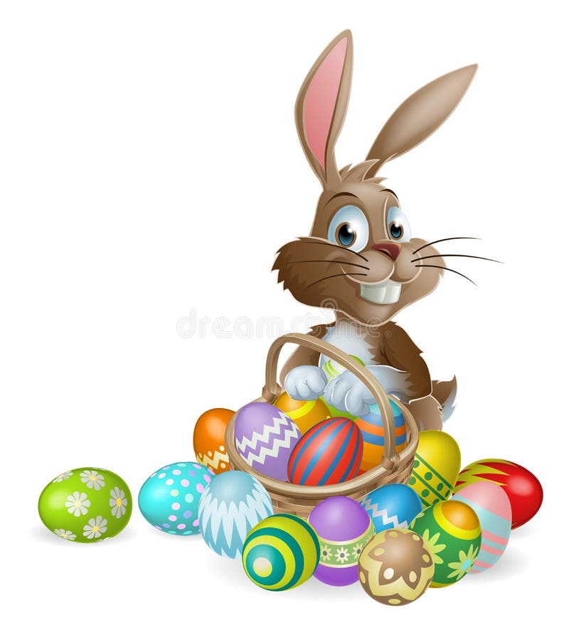 Bunny Πάσχας κουνέλι με το καλάθι αυγών Πάσχας διανυσματική απεικόνιση