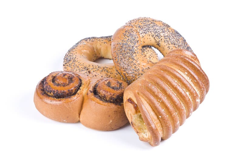 Buns and Bagels Isolated Over White Stock Image Image of crust
