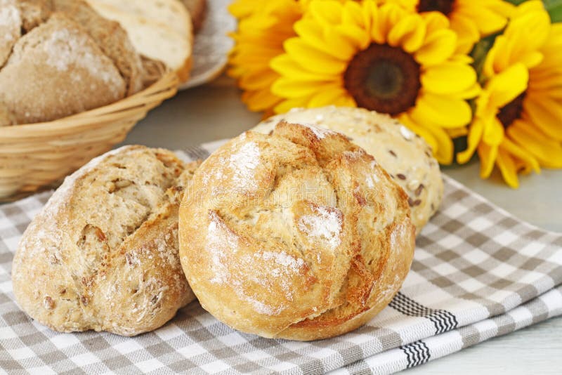 Buns and Breads on Breakfast Table Stock Image Image of crust, grain