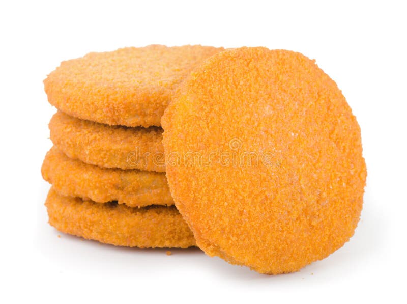 Bunt av fryste bröade fisksmå pastejer arkivbild