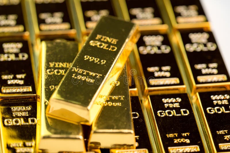 Bunt av guldtackatackan för guld- stång, investeringtillgång för den säkra tillflyktsorten för kris för investering eller reserv
