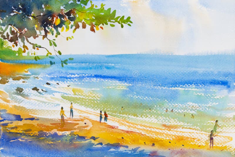 Bunt Malen Vom Strand Und Vom Sand Stock Abbildung - Illustration von