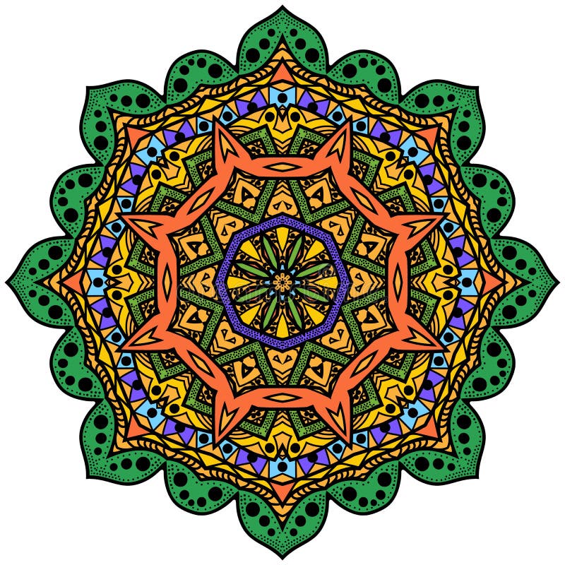 Bunte achteckige Mandala Colorized-Grafikrosette Das symme vektor abbildung Bunte achteckige Mandala Colorized-Grafikrosette Das symme vektor abbildung