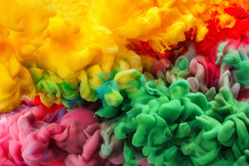 Bunte Acryltinte im Wasser lokalisiert entziehen Sie Hintergrund Abstrakte strukturierte Fractals stockbilder