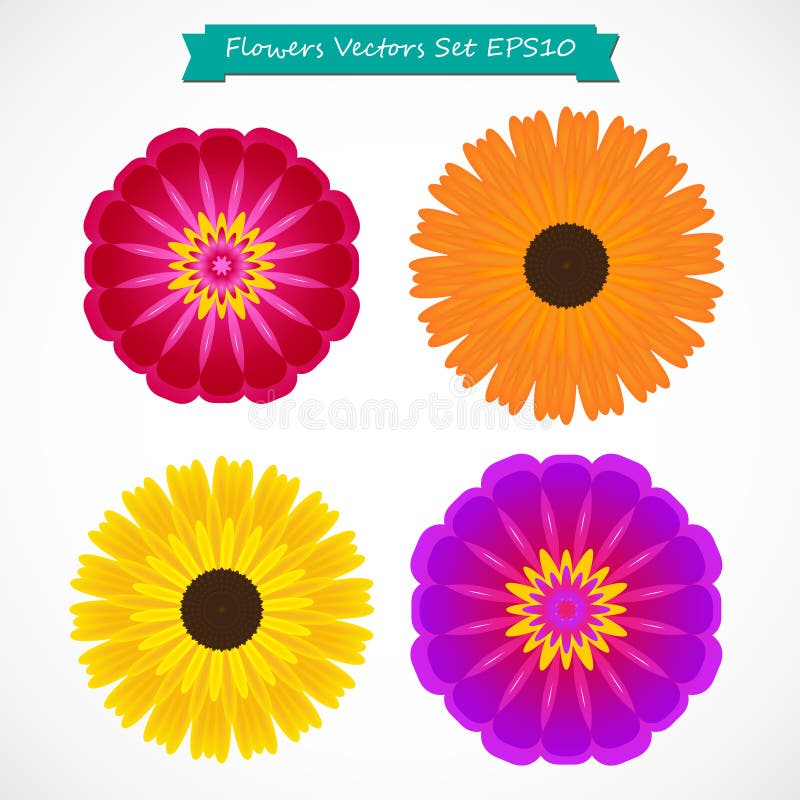 Bunte Blumen set Vektorillustration vektor abbildung Bunte Blumen set Vektorillustration vektor abbildung