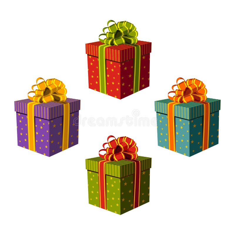 Bunte Geschenkkästen mit schönen Farbbändern lizenzfreie abbildung