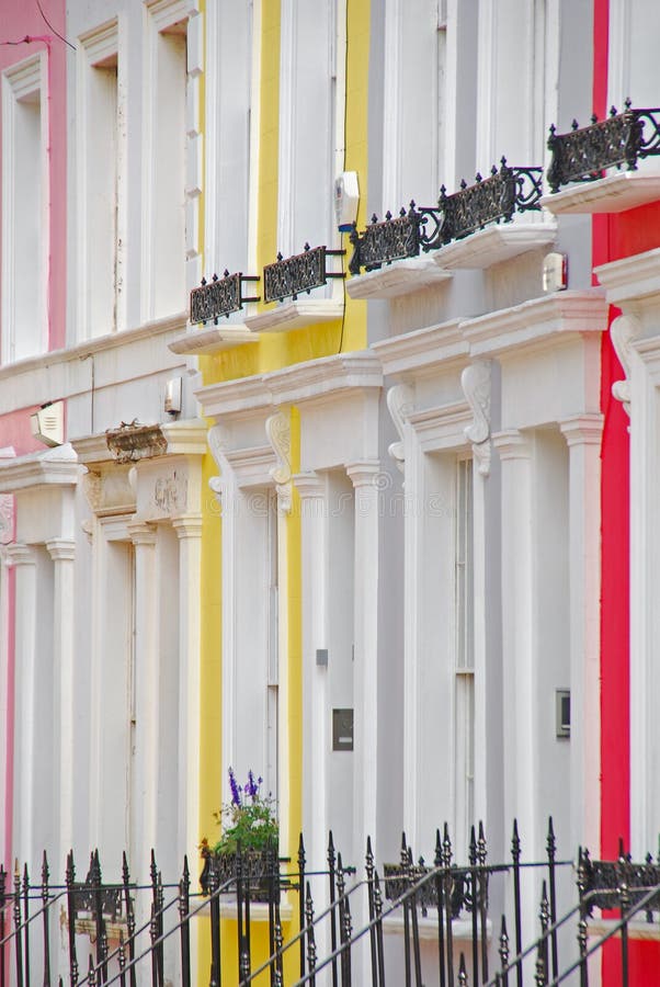 Bunte Häuser um Notting Hill stockbilder Bunte Häuser um Notting Hill stockbilder