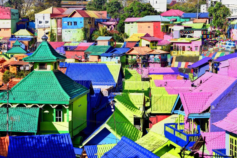 Bunte Häuser von Malang lizenzfreie stockfotos Bunte Häuser von Malang lizenzfreie stockfotos