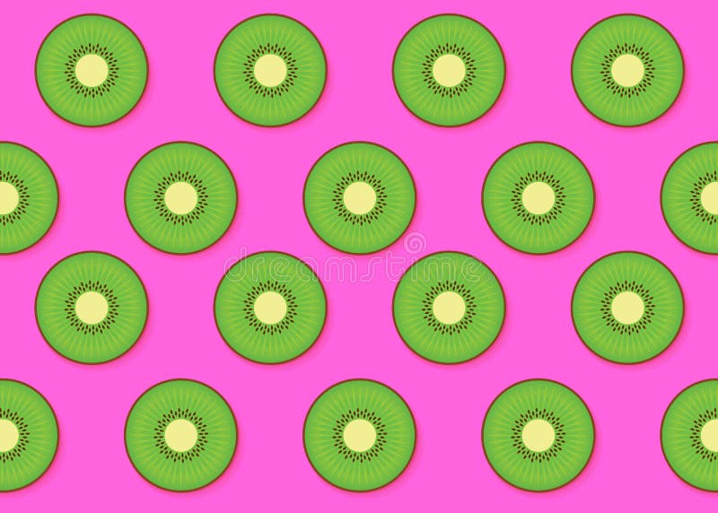 Bunte klare Hintergrundfarbe mit Draufsichtkiwi schneidet Muster Modisches modernes Pop-Arten-Design des Vektors lizenzfreie abbildung